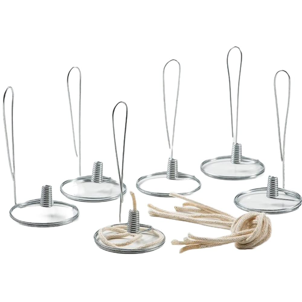 Premium Olive Oil Steel Elements with Wicks - Pack of 6 for Pint Size Jars - Perfect for DIY Candle Making, Home Decor & Gift Giving
