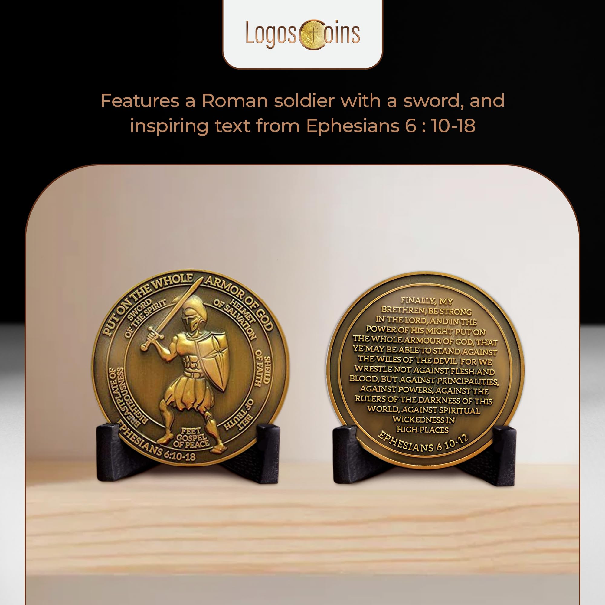 10pc Armor of God Challenge Coin Set - 1.75