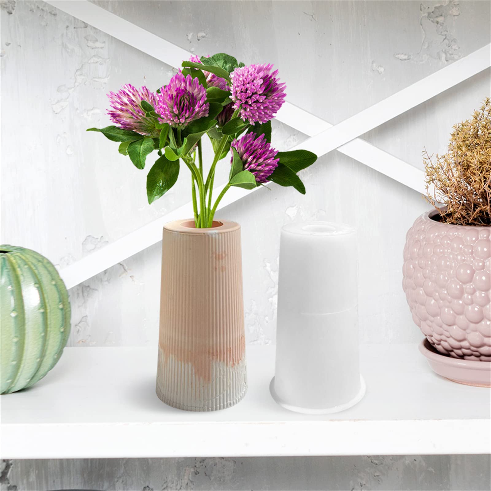 Striped Vase Silicone Mold for Concrete Flower Pots - DIY Succulent Planter, Epoxy Resin Pen Holder & Plaster Cement Crafts - Perfect for Home Decor, Wedding Centerpieces and Gift Making