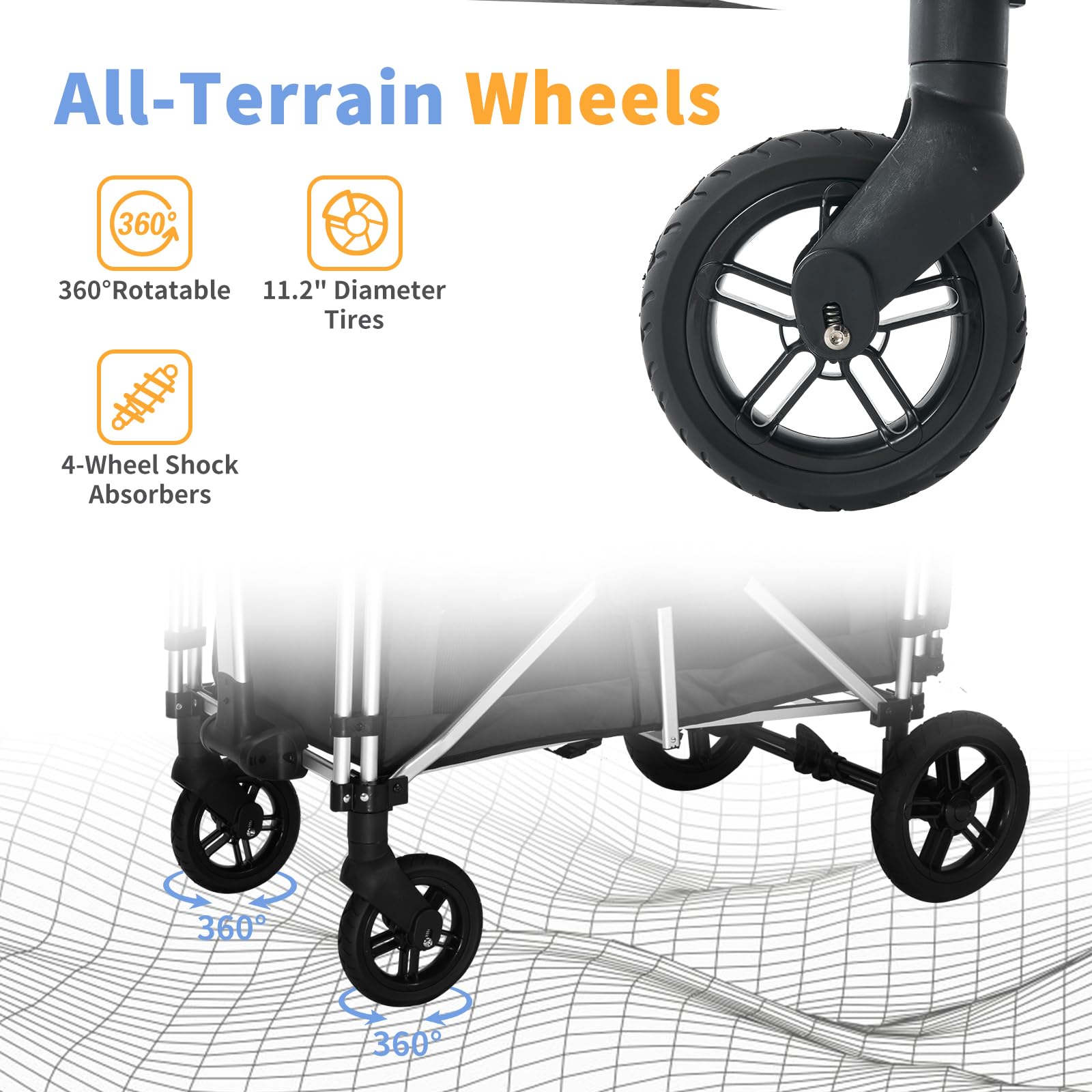 **2-in-1 Stroller Wagon for Kids - Double Seats with 5-Point Safety Harness, Adjustable Canopy & Foldable Design - Perfect for Outdoor Adventures, Shopping, Beach Trips & Family Outings (Black)**