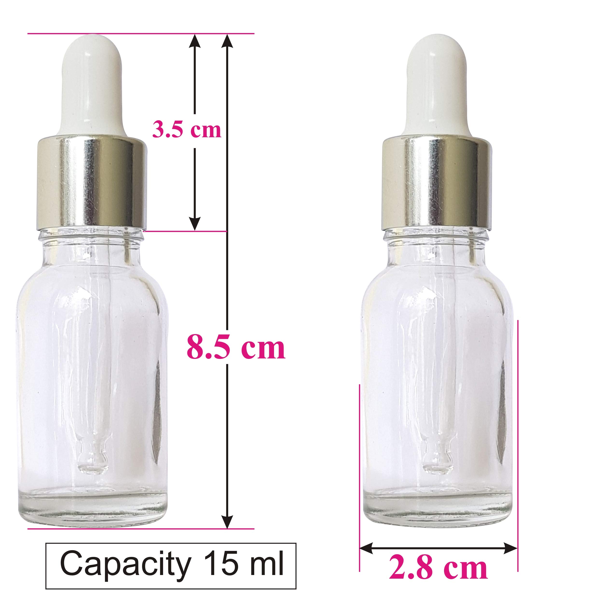 Premium 15ml Empty Glass Bottles with Silver Plating Dropper - Essential Oil Bottles, Perfume Containers, Serum Storage (Pack of 3) for DIY Beauty, Aromatherapy & Travel Use