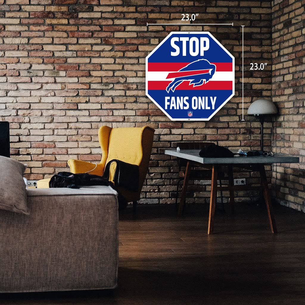 Buffalo Bills 23-Inch 'Stop Fans Only' Sign - Perfect for Game Day Decor, Tailgating & Man Cave