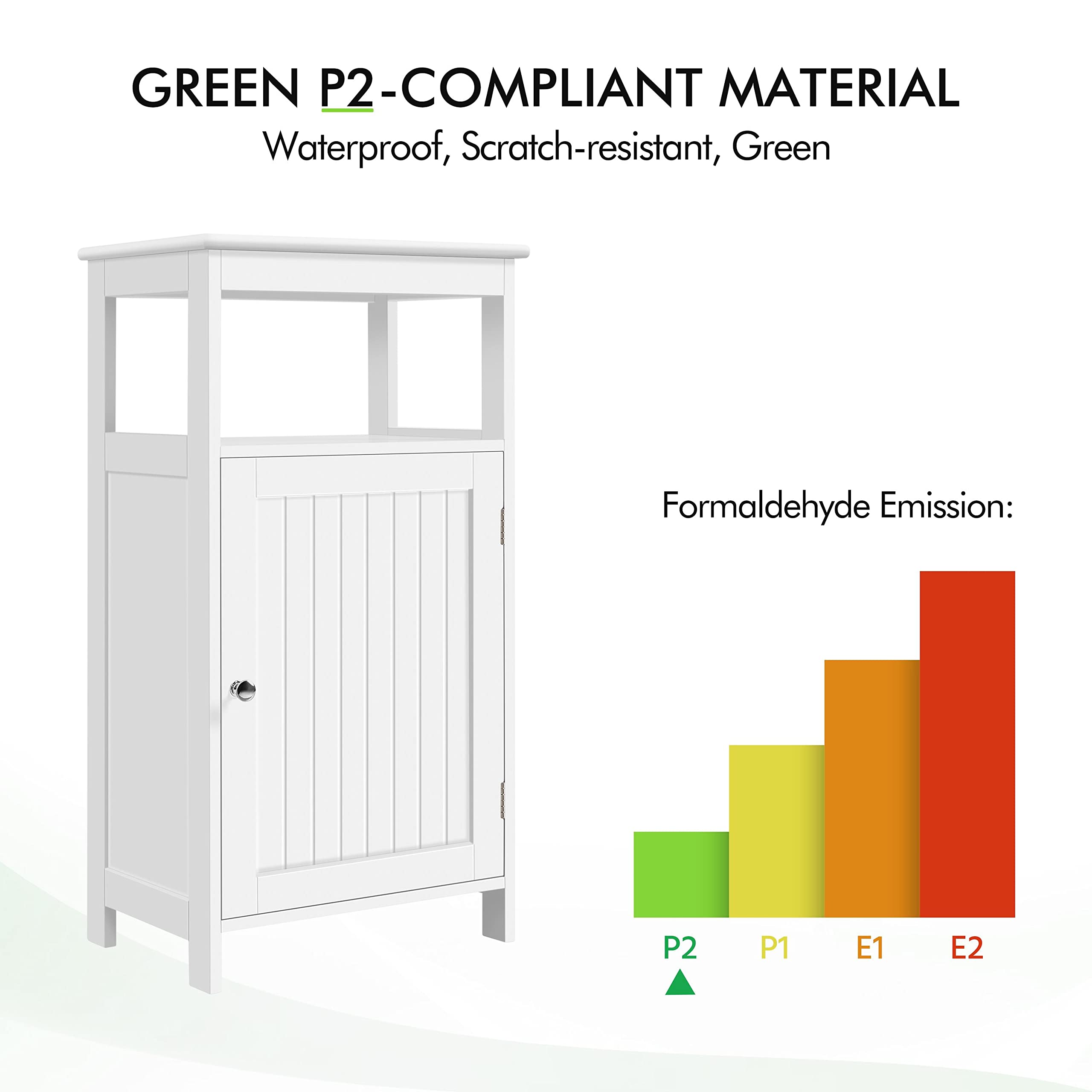 Topeakmart 4-Tier Bathroom Storage Cabinet - White Free Standing Organizer with Adjustable Shelves, Single Door Design for Small Spaces (18