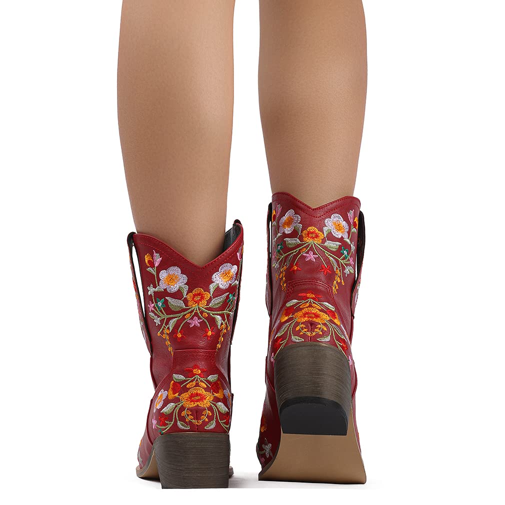 SO SIMPOK Women's Classic Cowgirl Boots - Retro Western Ankle Boots with Embroidered Design for Ladies | Perfect for Country Dancing, Rodeo Events & Western Fashion Outfits
