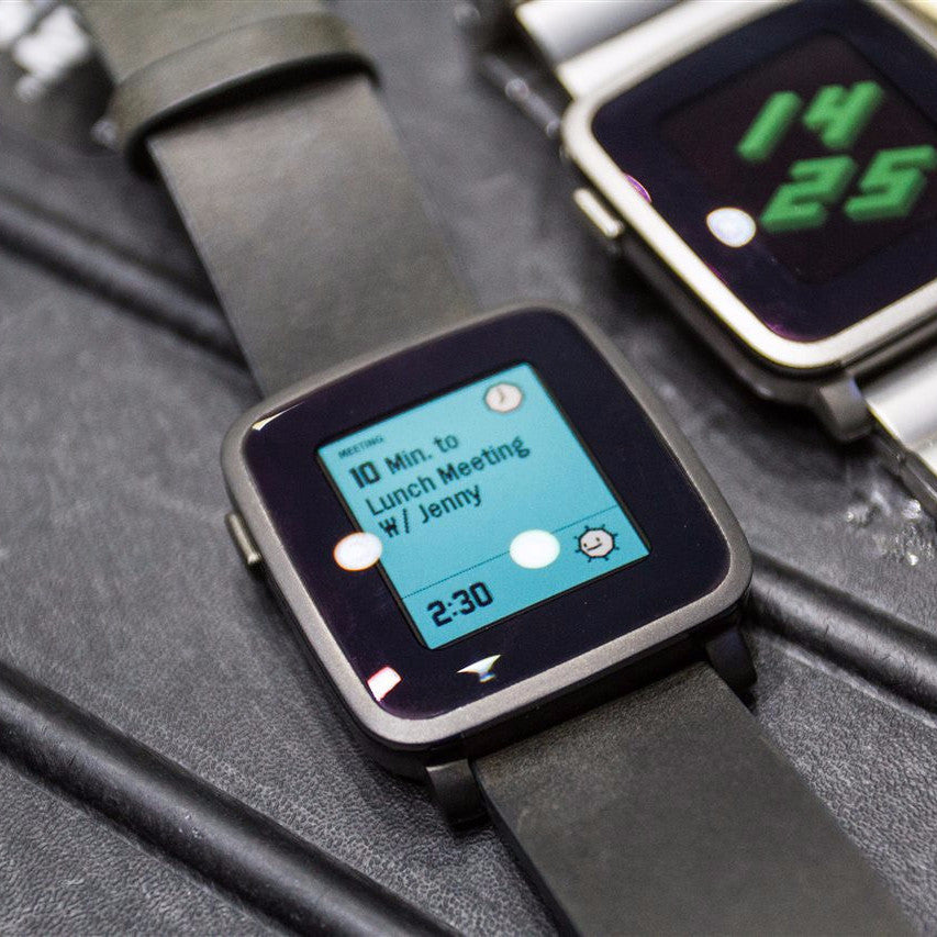 Pebble Time Steel Smartwatch - Compatible with Apple iPhone & Android Phones - Fitness Tracking, Notifications, Waterproof for Running, Swimming & Daily Use