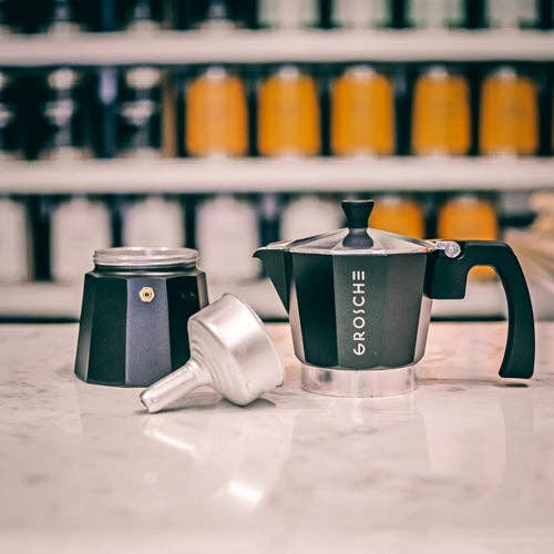 GROSCHE MILANO Stovetop Espresso Maker - 3 Cup Italian Moka Pot, BPA-Free Aluminum Coffee Maker for Gas & Electric Stoves - Perfect for Home, Office & Camping Brewing