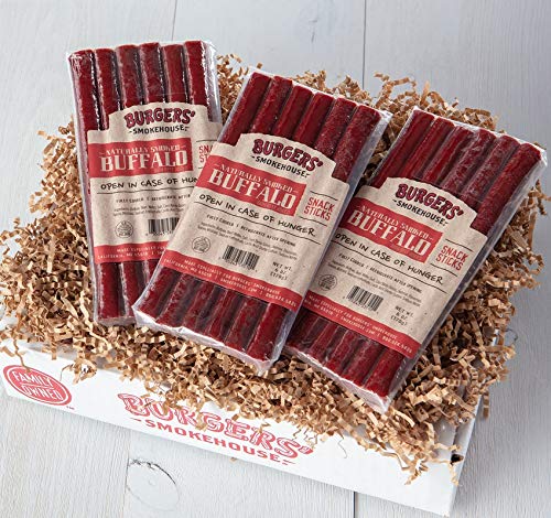 Burgers' Smokehouse Wild Game Snack Sticks - Buffalo Flavor, 6 Pack (6oz Each) | High Protein Meat Snacks for Hiking, Camping & On-the-Go Energy Boost