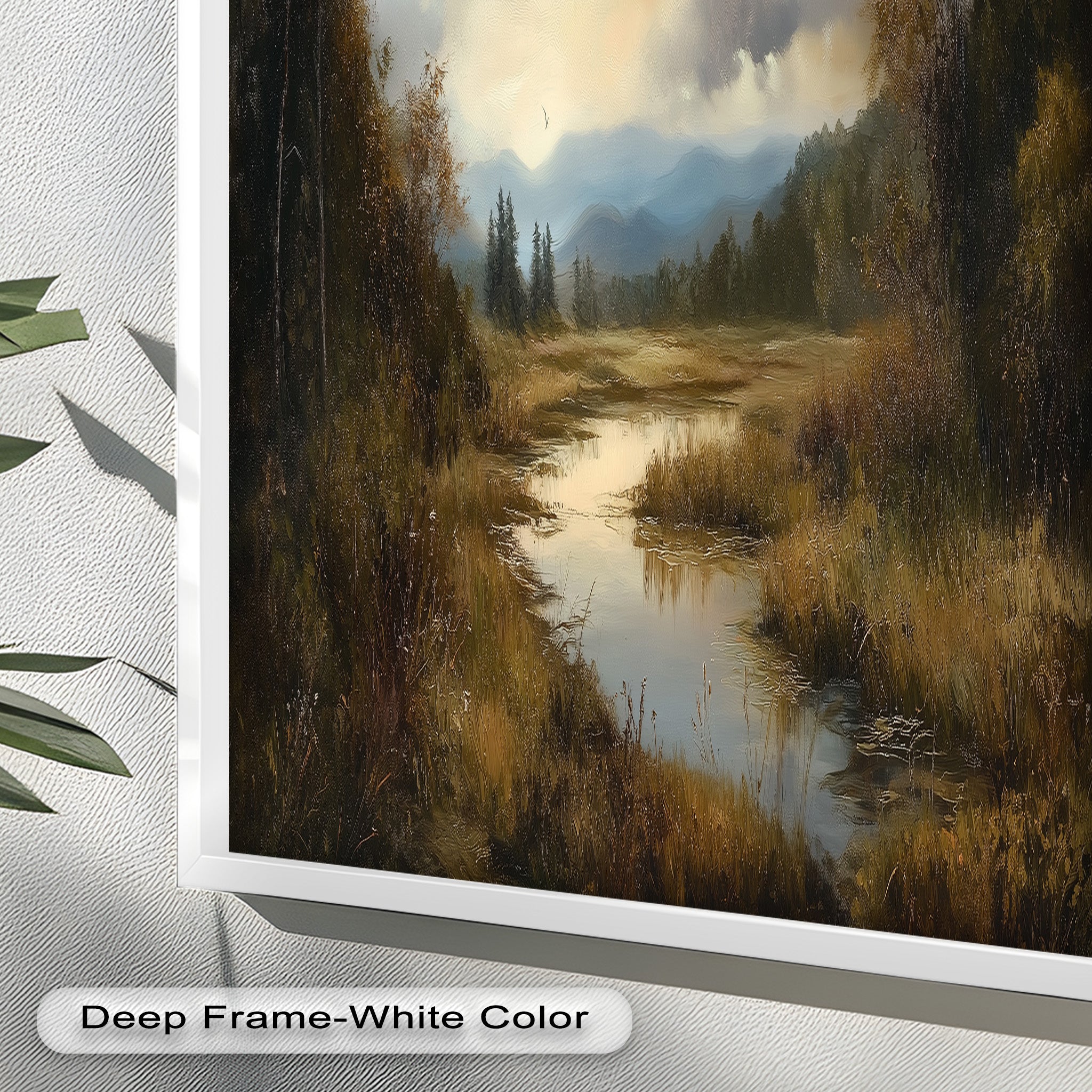 Autumn River Landscape Oil Painting - Handmade Canvas Wall Art for Living Room, Bedroom & Office Decor