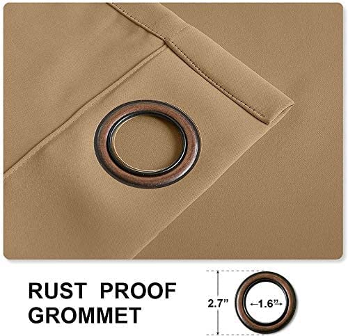 TWOPAGES Extra Long Blackout Curtains 204 Inch - Thermal Insulated Darkening Drapes for Living Room & Bedroom - Wheat Color 50Wx204L - Perfect for Home Theater, Nursery & Light Sleepers