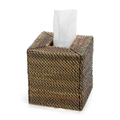 Square Bottomless Woven Tissue Box Cover - 5.25 Inch Decorative Home Organizer for Living Room, Bathroom & Office | Stylish Tissue Holder for Kleenex & Paper Napkins