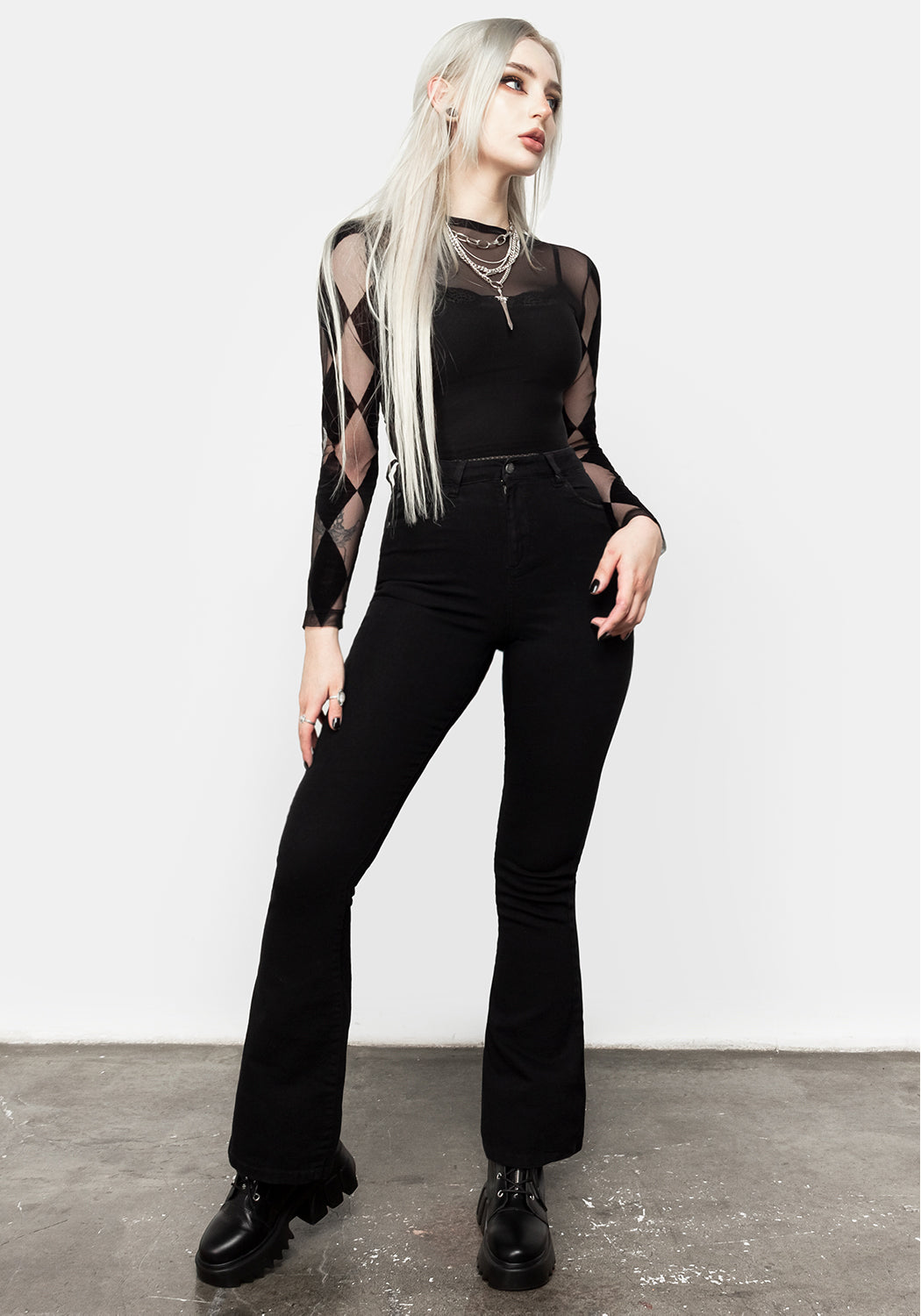 Harleen Checkerboard Mesh Bodysuit for Women - Sexy Lingerie & Clubwear - Perfect for Date Night, Halloween Costume, and Boudoir Photography