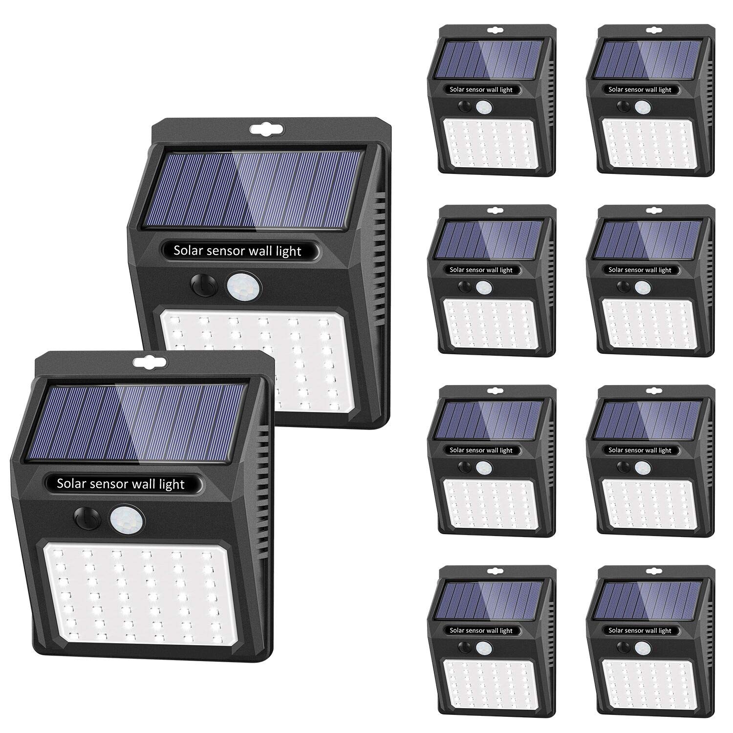 42 LED Solar Lights Outdoor [10 Pack] - 3 Working Modes, Solar Security Lights with Motion Sensor, Wireless IP65 Waterproof for Garden, Fence, Patio, Garage - Perfect for Pathway Lighting & Home Security