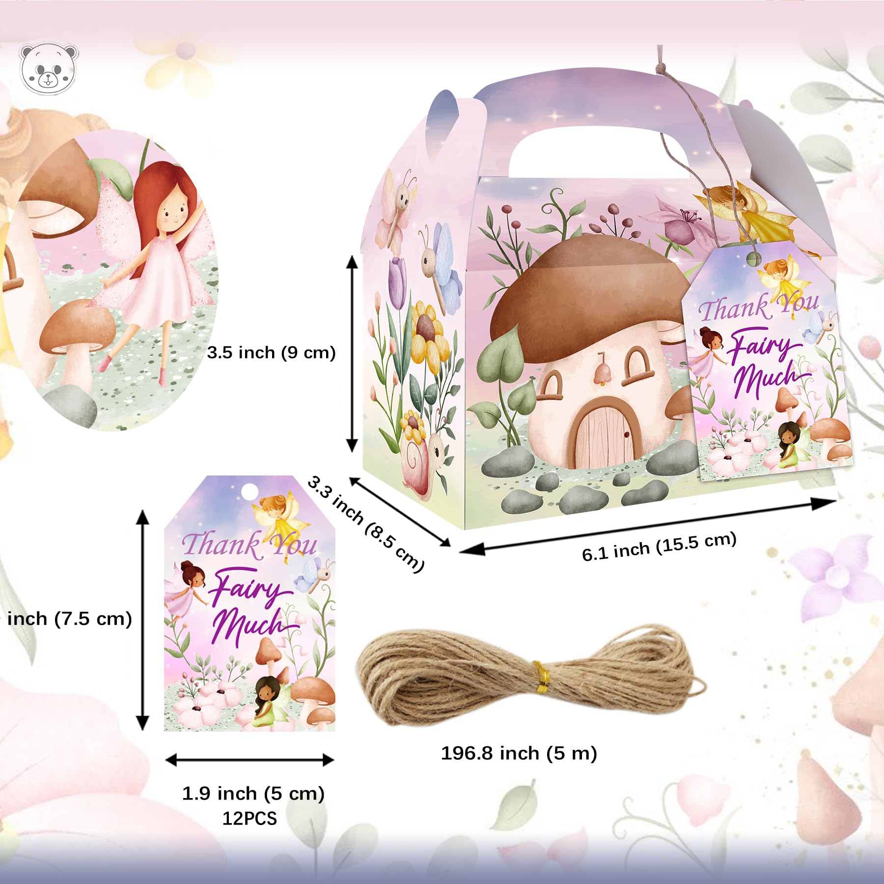 Fairy Tale Party Favor Boxes 12 Pcs - Kids Birthday & Baby Shower Supplies for Gift Giving
