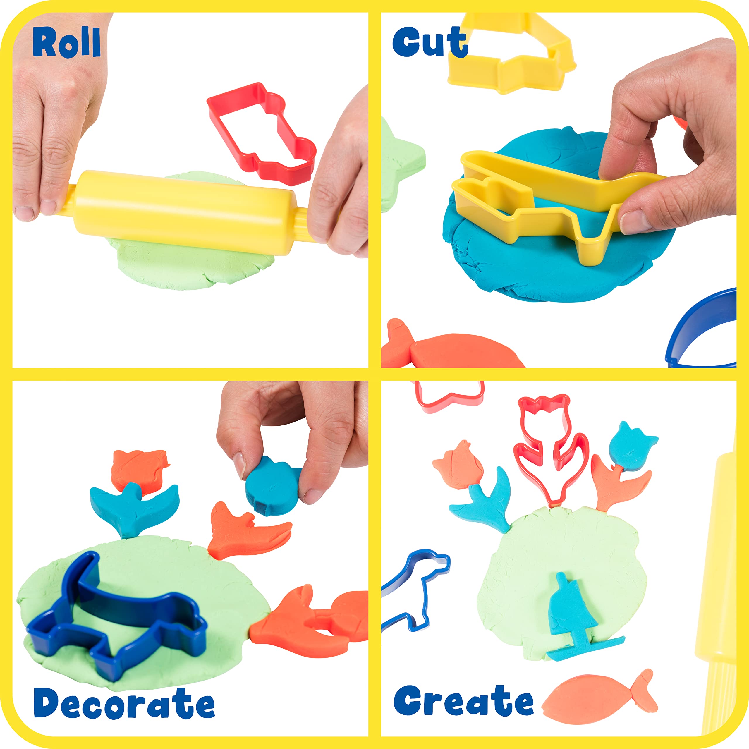 READY 2 LEARN 17-Piece Dough Roller and Cutters Set for Kids Ages 18 Months+ | Toddler Arts & Crafts Supplies | Roll, Cut, Mold & Play Dough Tools | Perfect for Preschool Learning & Creative Play at Home or Classroom