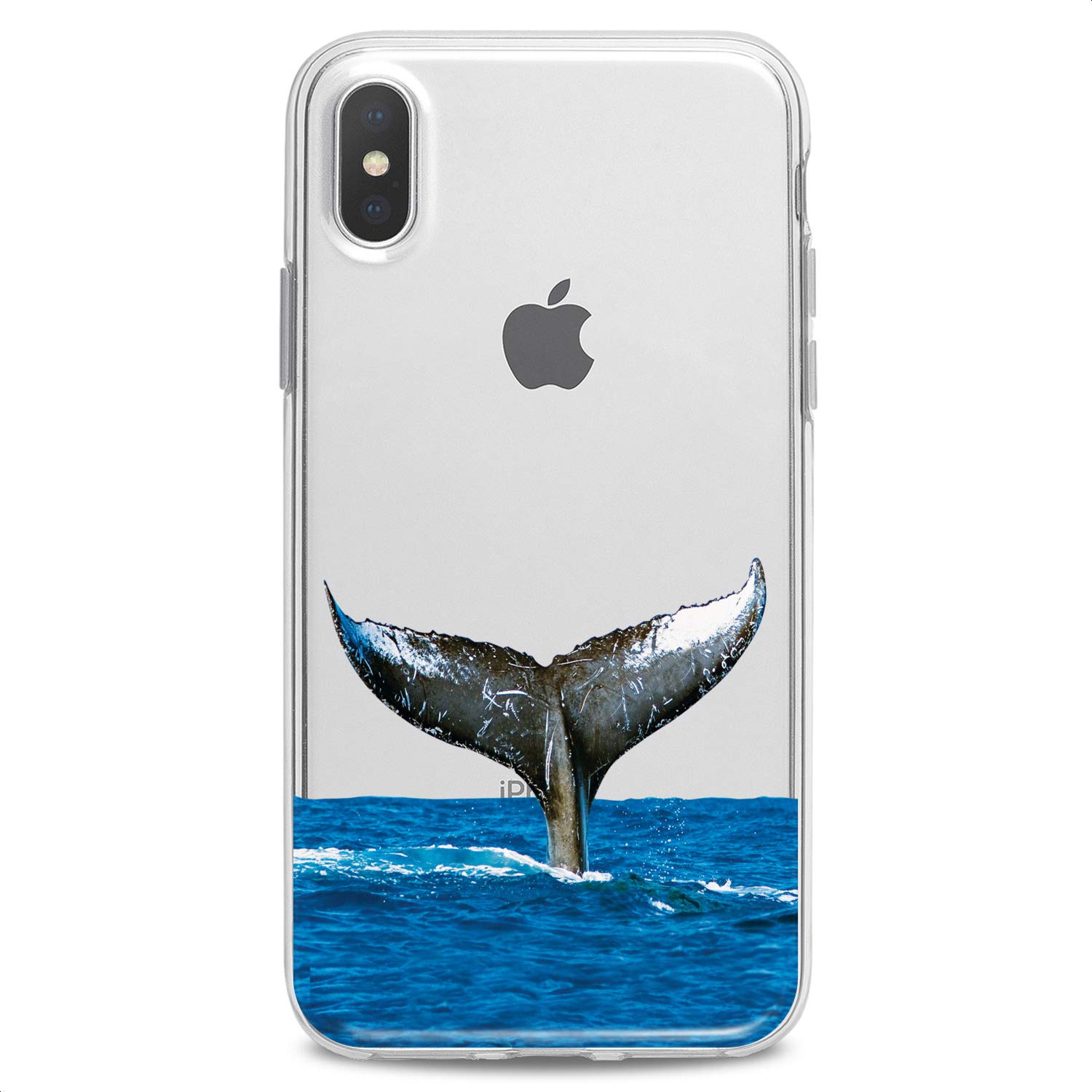Cute Fish & Whale Design Flexible Silicone Case Compatible with iPhone 14/13/12/11/X/8/7/SE - Slim Protective Cover for Women (Blue Ocean Kawaii Style) - Perfect for Daily Use, Beach Trips & Gifts