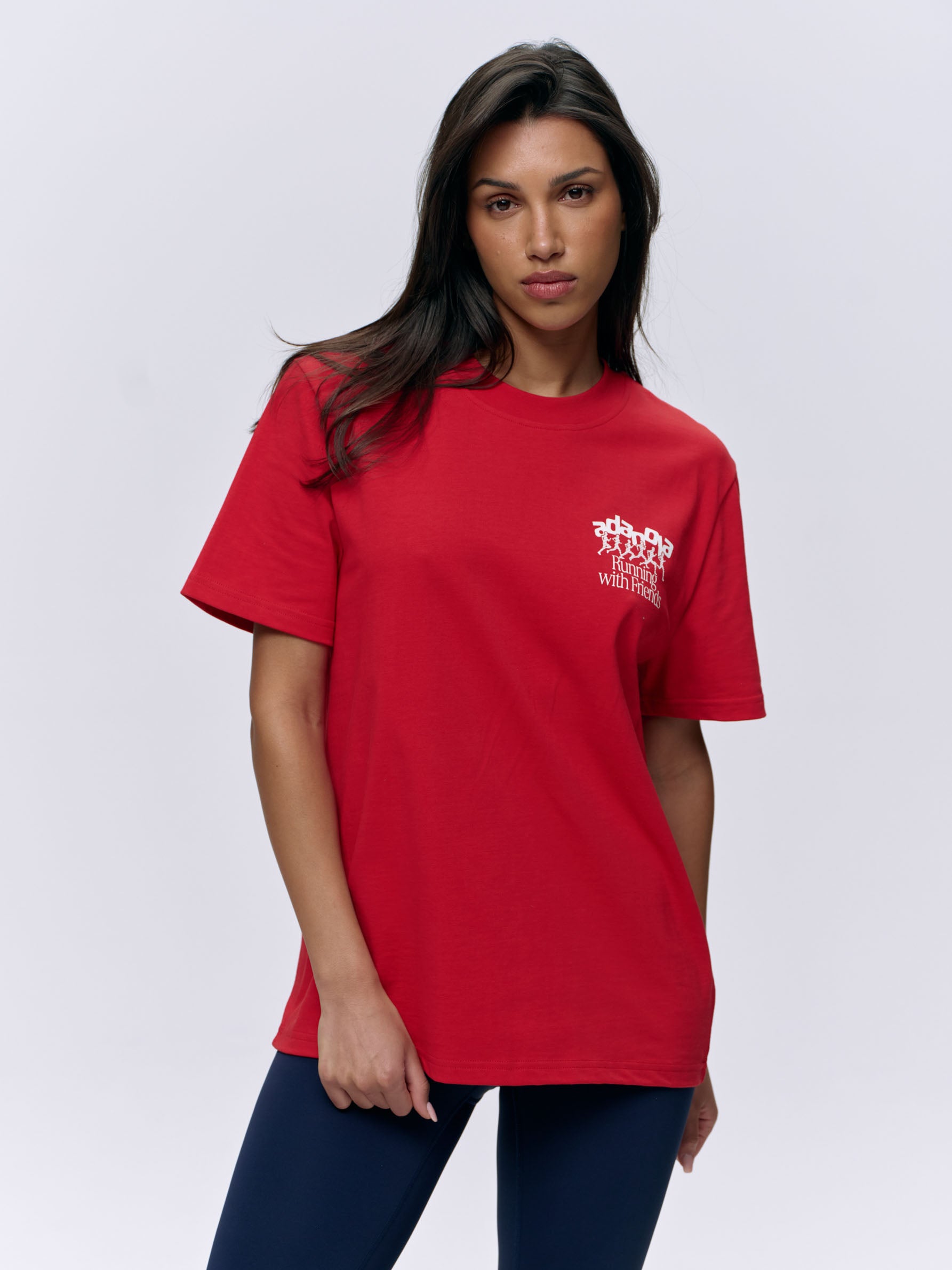 Breathable Oversized Short Sleeve Running T-Shirt for Men & Women - Classic Red/White - Perfect for Jogging, Gym Workouts and Casual Wear