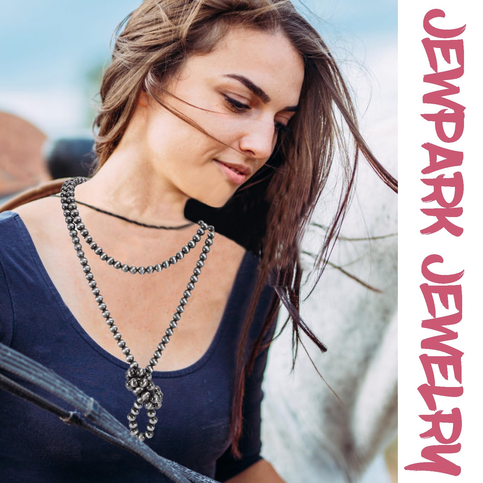 5Pcs Western Jewelry Navajo Pearl Necklace for Women - Boho Vintage Beaded Choker Jewelry Set - Perfect for Country Music Festivals, Cowgirl Outfits & Western Themed Parties