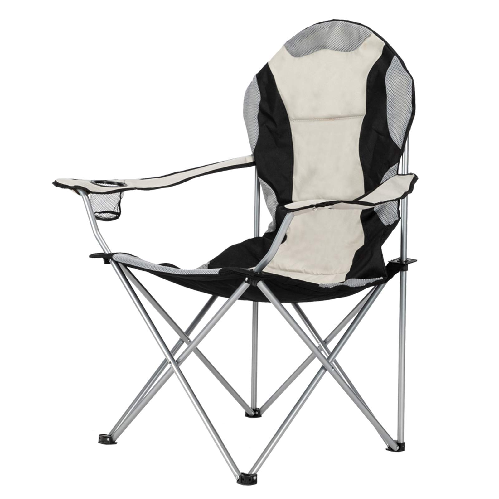 JASOYA Medium Camping Chair - Portable Folding Chair for Outdoor Activities, Hunting, Fishing, Picnics, and Beach - Lightweight & Durable Black and Gray Design