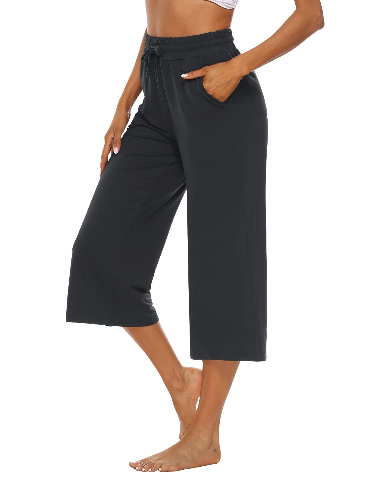 OYANUS Women's Casual Summer Capris - Loose Fit, Comfortable Drawstring Wide Leg Pants with Pockets | Perfect for Yoga, Travel & Everyday Wear