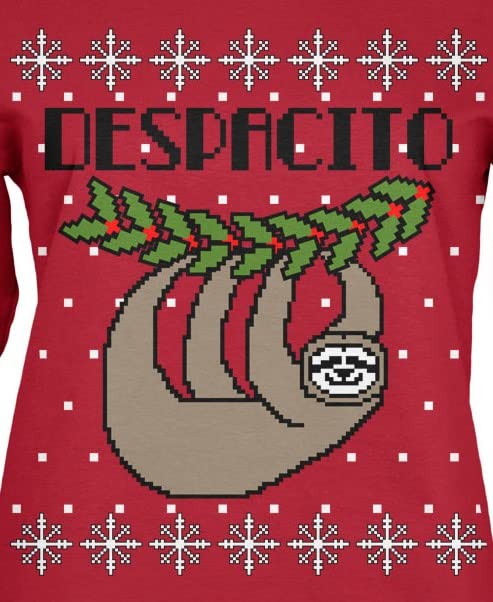 Despacito Means Slow Sloth Funny Ugly Christmas Sweater - Women's Long Sleeve T-Shirt for Holiday Parties & Festive Outfits