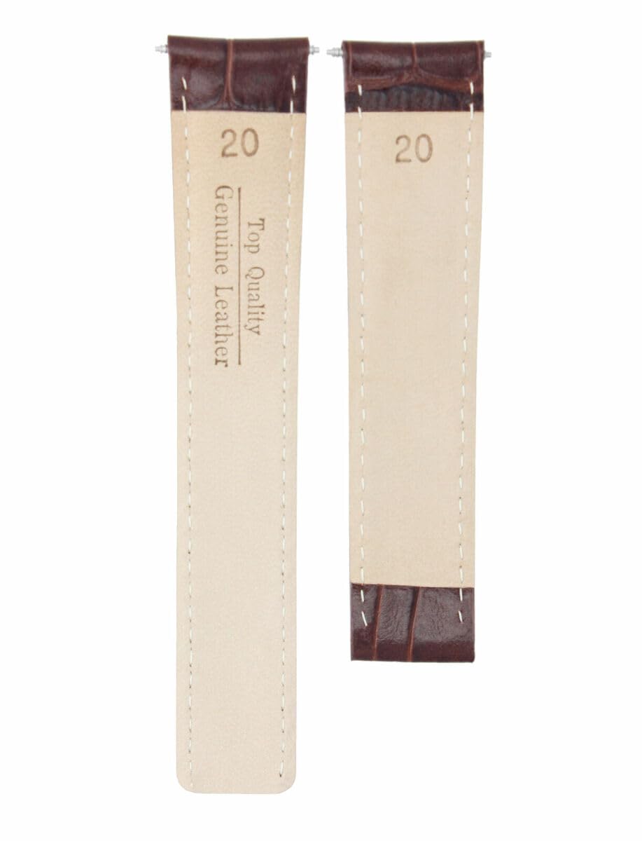 20mm Genuine Leather Watch Band Strap for IWC Portuguese Top Gun - Brown Deployment Clasp Replacement - Durable & Comfortable for Daily Wear, Business & Casual Occasions