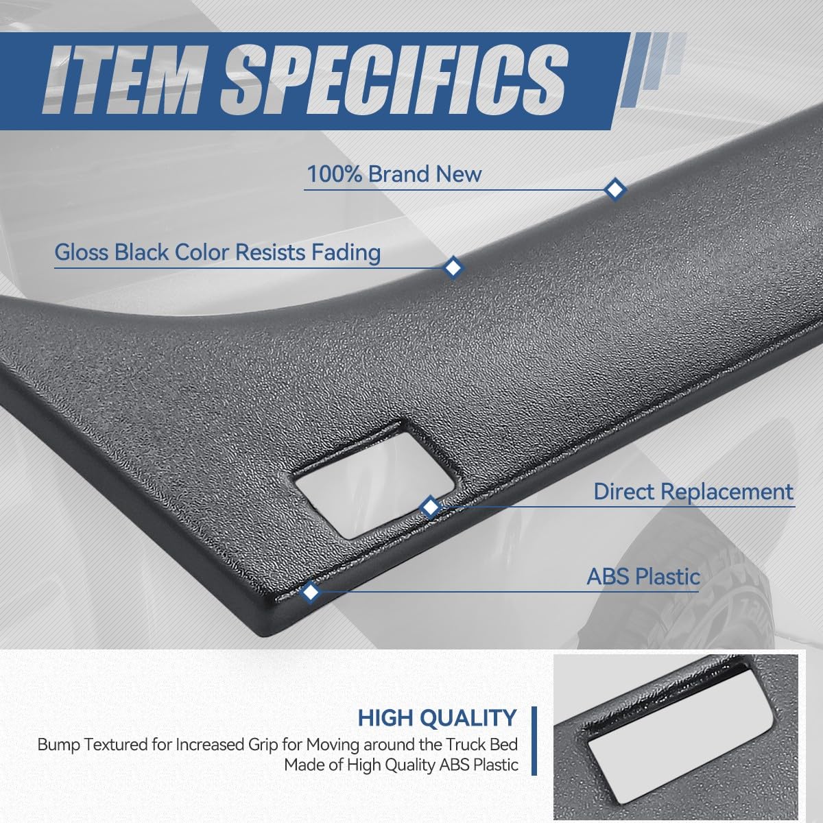 Auto Dynasty Pair of Textured Gloss Black Truck Bed Rail Caps - Compatible with Chevy Silverado & GMC Sierra 1500 Stepside Bed (1999-2005) - Driver & Passenger Side Protection - Perfect for Hauling, Off-Roading & Truck Customization