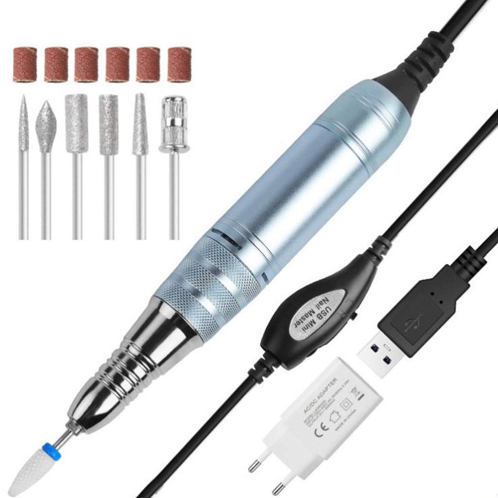 Professional Electric Nail Drill Kit - USB Manicure Pen Sander with 6 Changeable Drill Bits & Sand Bands for Exfoliating, Polishing & Nail Removal | Perfect for Home Salon, Nail Art & Professional Manicures