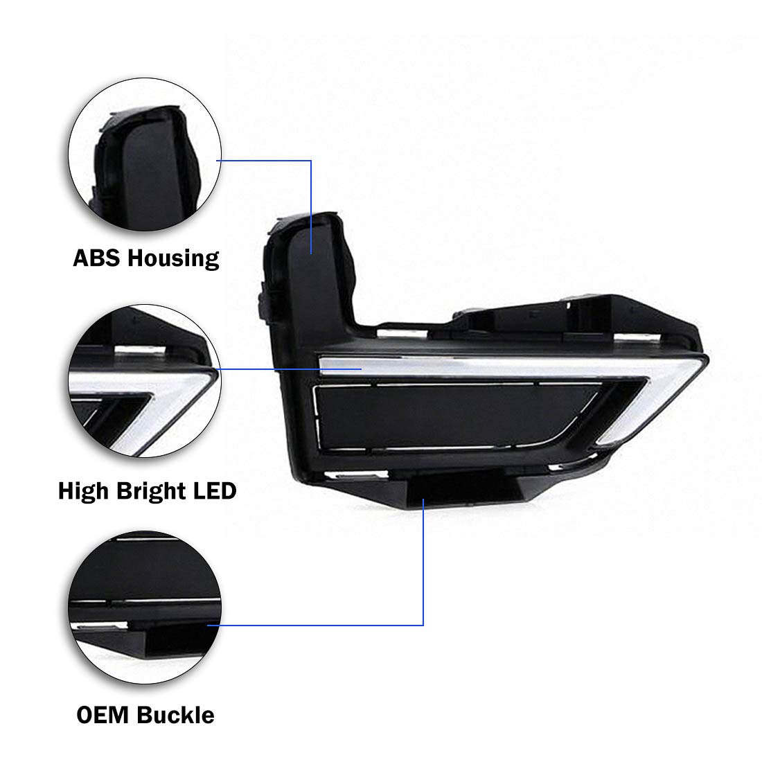 2017-2019 Nissan Rogue LED Fog Lights Replacement - Amber DRL Daytime Running Lights with Black Bezel | Perfect for Night Driving & Enhanced Visibility