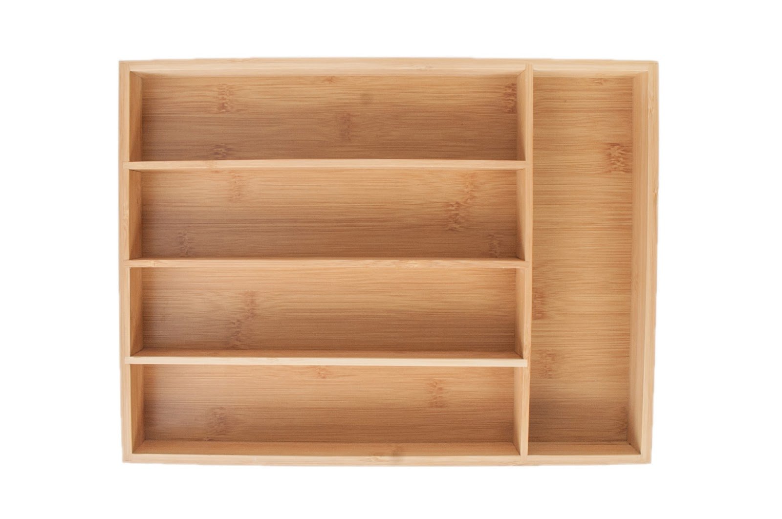 5-Slot Bamboo Drawer Organizer - 14.2x10.6 Inch Kitchen & Bathroom Storage Tray for Flatware, Utensils, Makeup Tools | Perfect for Home, Office & Craft Organization