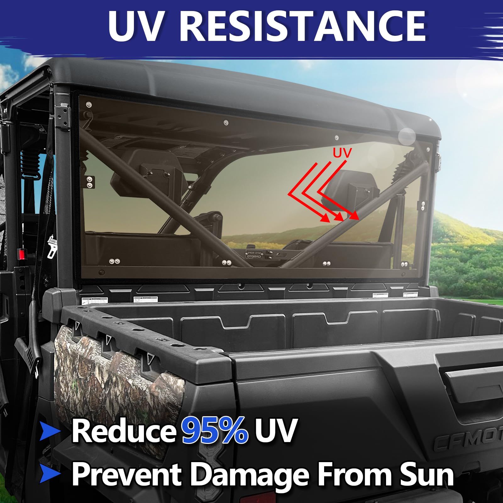CFMOTO UFORCE 1000 Rear Windshield Replacement - Thickened Polycarbonate Back Window Compatible with 2019-2024 Models | Durable UTV Accessory for Off-Roading, Hunting & Farm Work