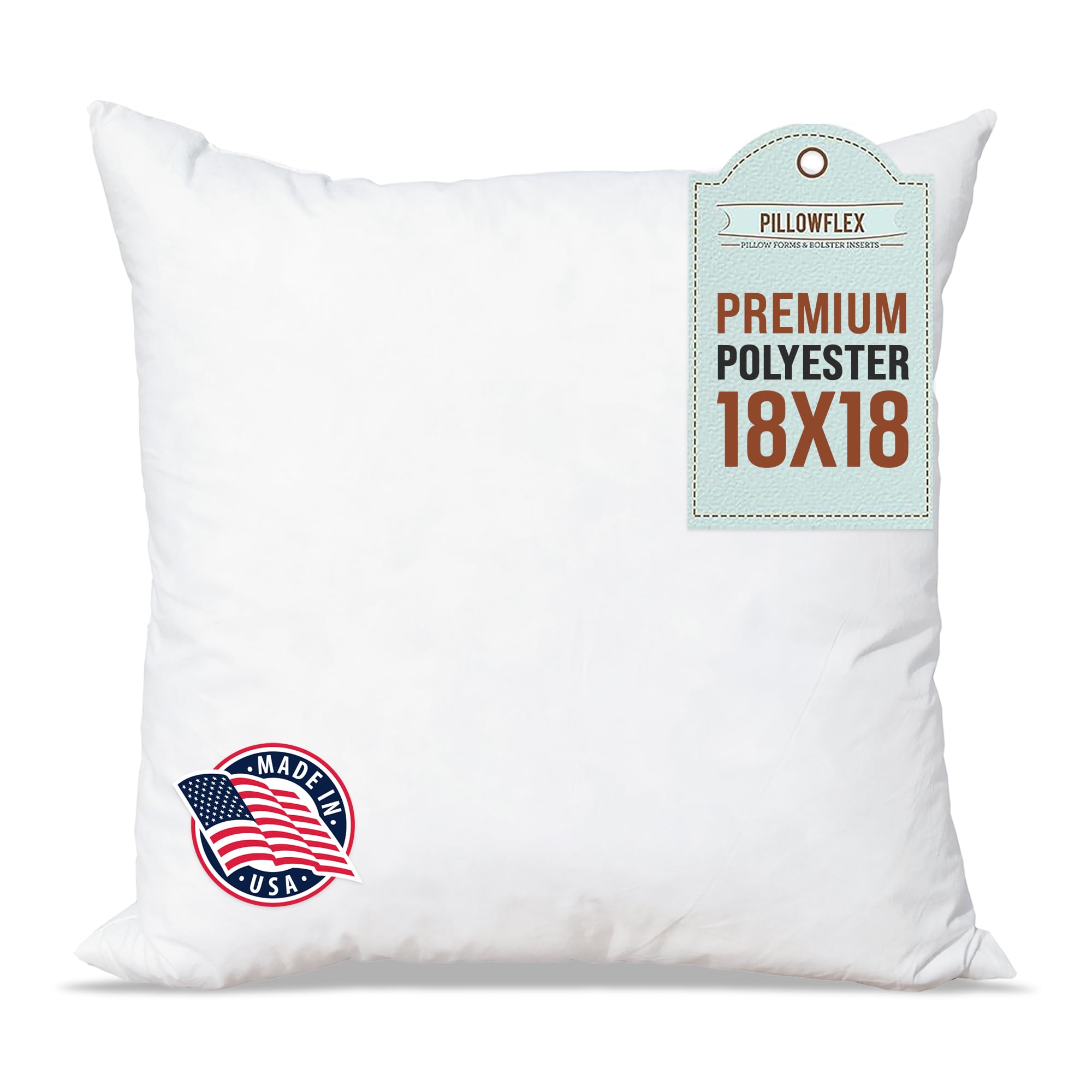 Premium Polyester Throw Pillow Insert 18x18 - Ultra Soft Square Couch Pillow for Sofa, Bed & Chair - Machine Washable Decorative Accent - Perfect for Living Room, Bedroom & Home Decor