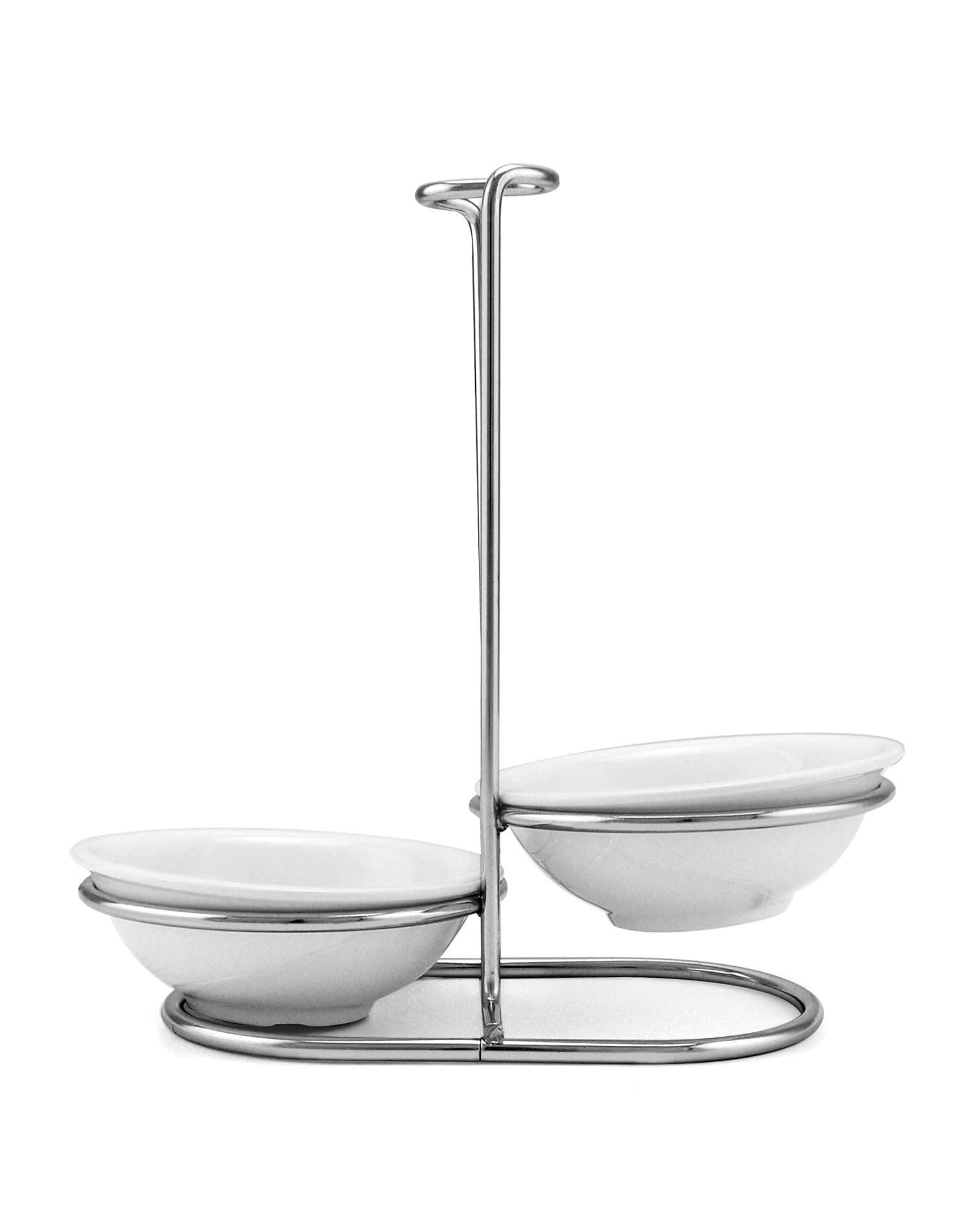QWORK Ceramic Standing Spoon Rest with Stainless Steel Rack & Drip Tray - Kitchen Counter Organizer for Stovetop Cooking, Baking, and Meal Prep | Space-Saving Utensil Holder for Spoons, Ladles, and Cooking Tools