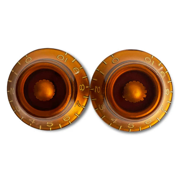 Vintage Style Bell Knobs Set of 2 - Amber Color, Standard Size | Perfect for Guitar, Bass & DIY Instrument Repair | Allparts PK 0140