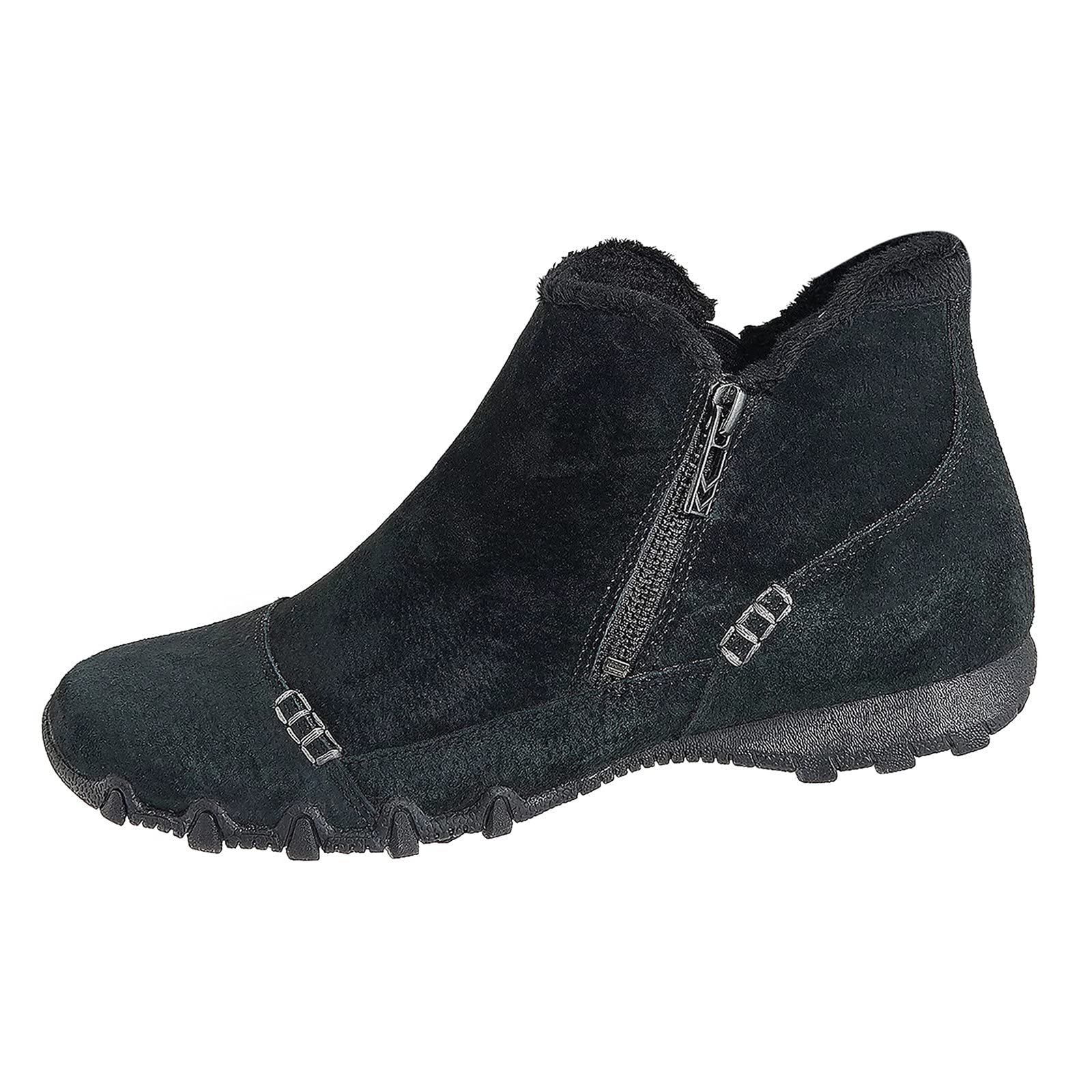 Women's Autumn Winter Platform Cowboy Ankle Boots - Non-Slip Flocked Slip-On Casual Shoes for Everyday Wear & Country Style Outfits