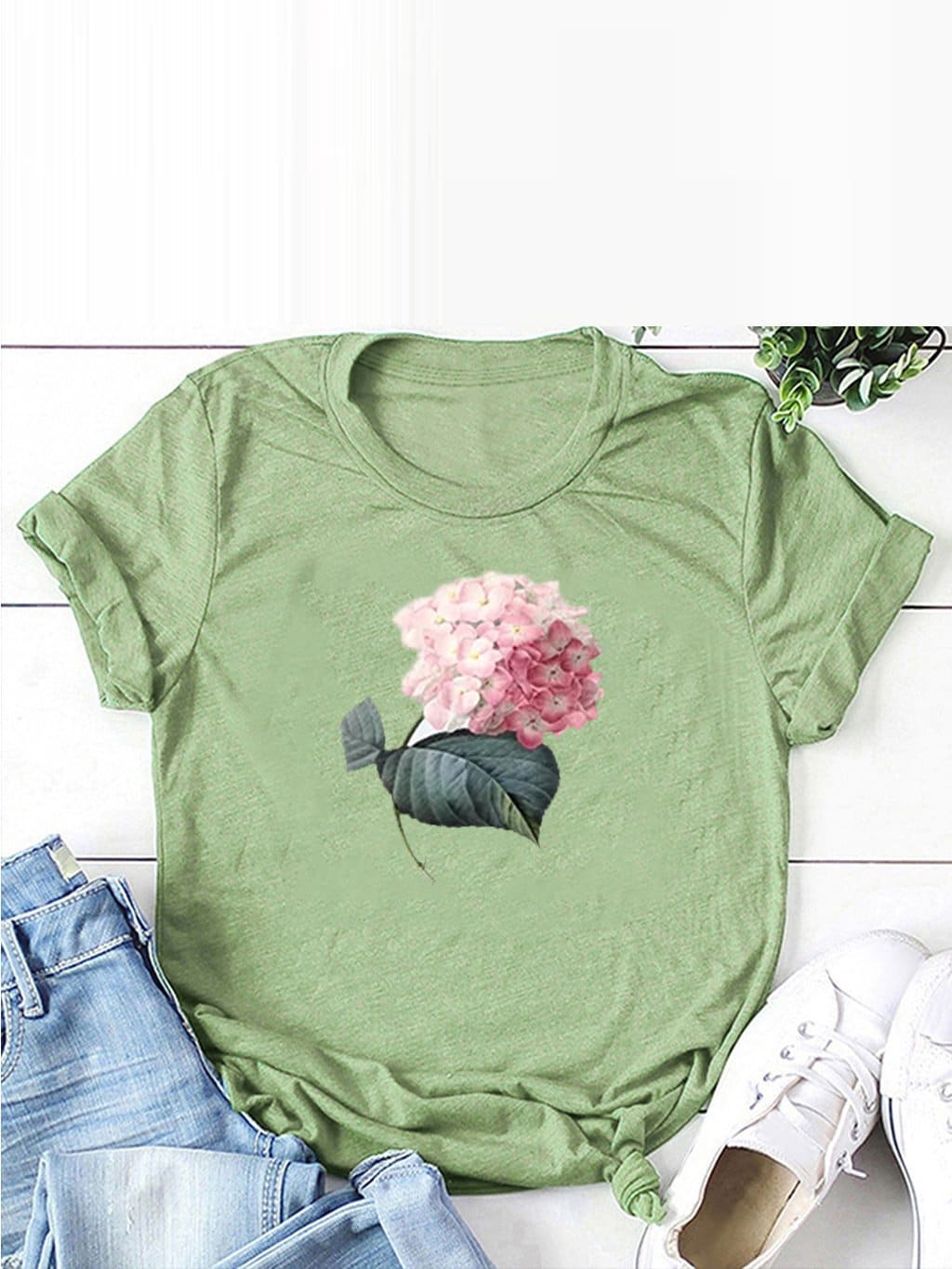 Lovevop Women's Crew Neck Printed Loose Fit Summer T-Shirt - Casual Comfort for Beach, Vacation & Everyday Wear