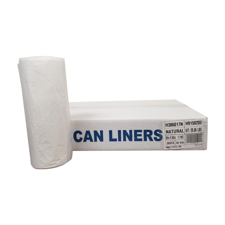 Clear 55 Gallon Can Liners - Case of 200 Trash Bags for Heavy-Duty Waste Disposal in Commercial & Industrial Settings