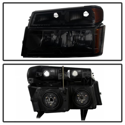 Jdragon Black Smoke Headlights & Bumper Lamps Set - Compatible with Chevy Colorado & Canyon 2004-2012 Models - Durable Replacement for Off-Roading, Night Driving & Custom Car Upgrades