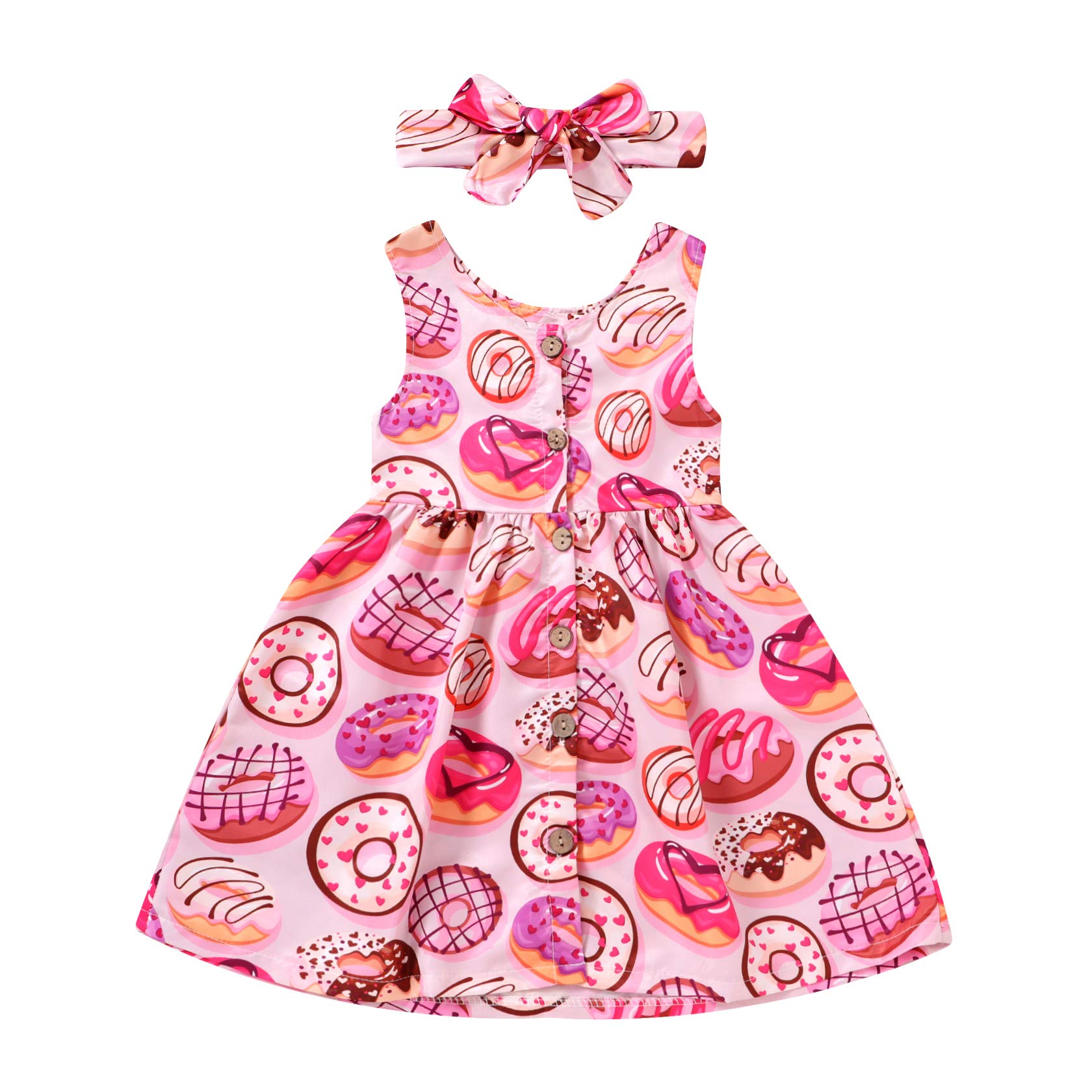 YOUNGER TREE Toddler Girls Lemon & Pineapple Fruit Print Summer Dress - Cute Baby Girl Sundress for Spring & Summer Outfits - Perfect for Beach, Park & Birthday Parties