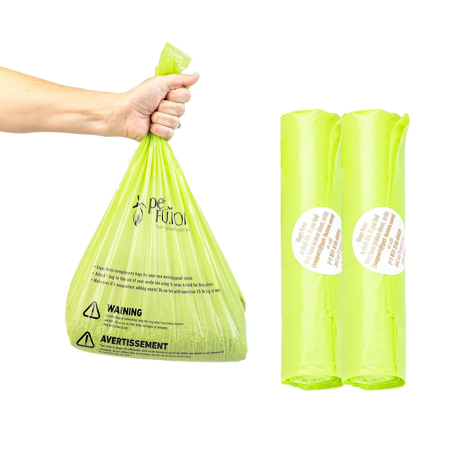 PetFusion Replacement Waste Bags - Durable Leakproof Dog Poop Bags & Cat Litter Disposal Bags | Holds 10+ lbs | Ideal for Outdoor Pet Waste Cleanup, Travel & Home Use