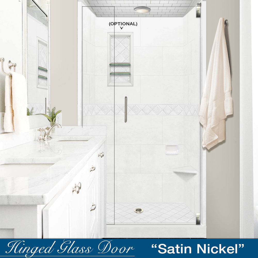 Alcove Natural Buff Sistine Stone & Diamond Stone Accent DIY Shower Remodel Kit - Easy Bathroom Upgrade for Home Renovation