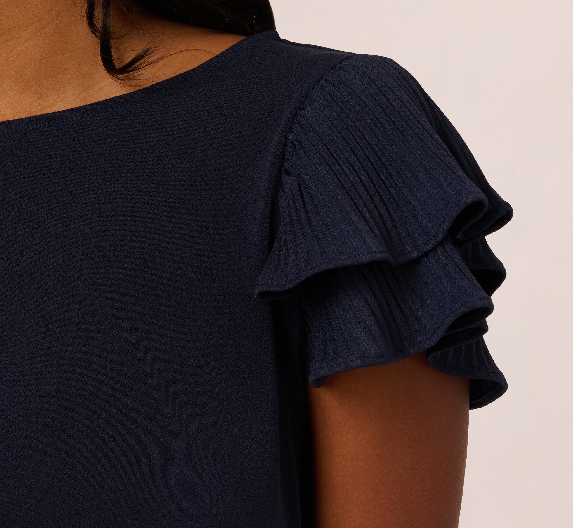 Blue Moon Double Flutter Sleeve Blouse with Pleated Details - Elegant Women's Tops for Casual Wear, Office & Date Night Outfits