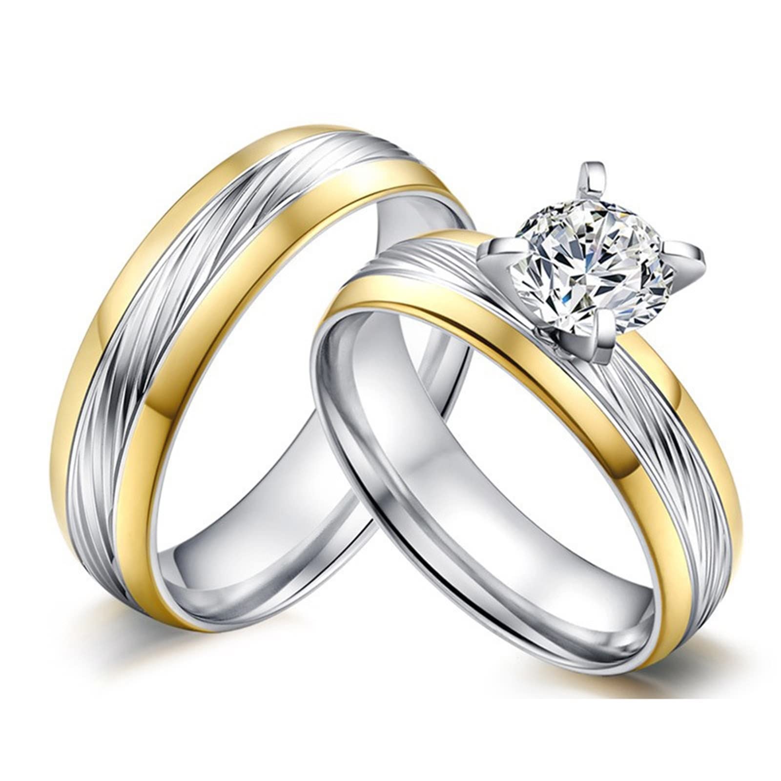 Bcughia Wedding Rings for Couples - Stainless Steel Gold Matching Best Friend Rings for Men - Christmas & Birthday Gifts - Perfect for Anniversaries, Engagements, and Special Occasions
