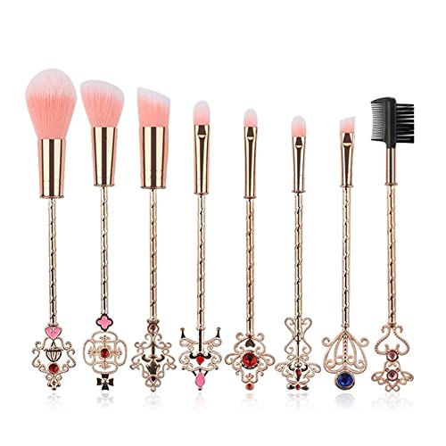 8-Piece Anime Makeup Brush Set with Metal Handle - Professional Cosmetic Brushes for Eyeshadow, Foundation & Eyeliner | Perfect for Anime Cosplay, Halloween Makeup & Beauty Enthusiasts