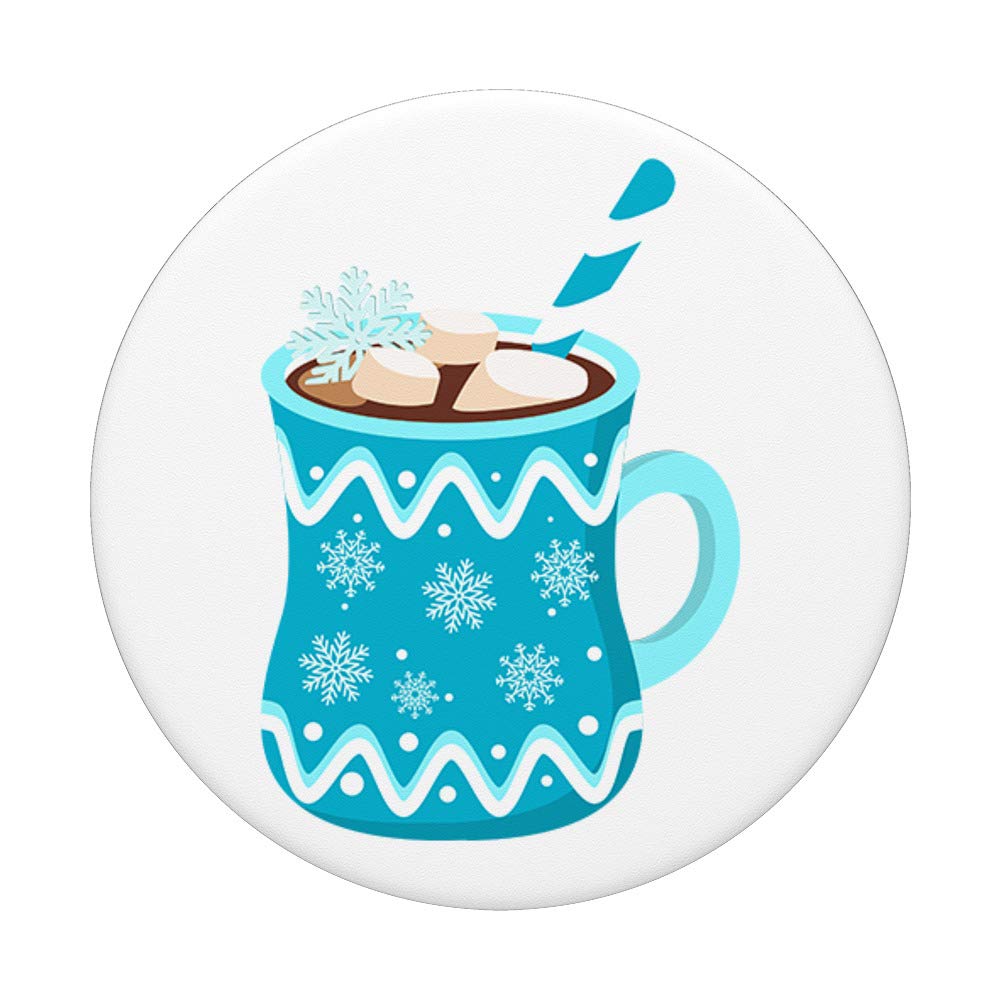 Premium Marshmallows & Snowflake Hot Cocoa Mug Set - Insulated Winter Travel Tumbler with Swappable PopGrip for Popsockets - Perfect for Christmas Gifts, Cozy Nights & Hot Drink Lovers