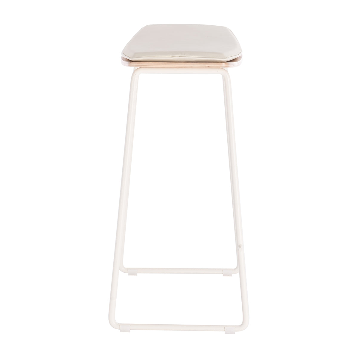 Hendrix Backless Bar Stool - Solid Oak Wood with White Leather Seat - Modern Kitchen Island & Home Bar Counter Stools for Dining & Entertaining