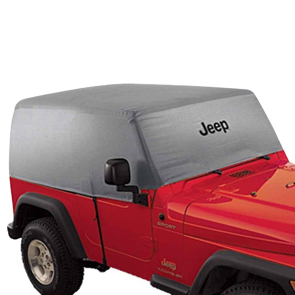 Jeep Wrangler 4-Door Silver Heat Reflective Cab Cover with Black Jeep Logo - UV Protection & Sun Shade for Outdoor Parking & Summer Driving