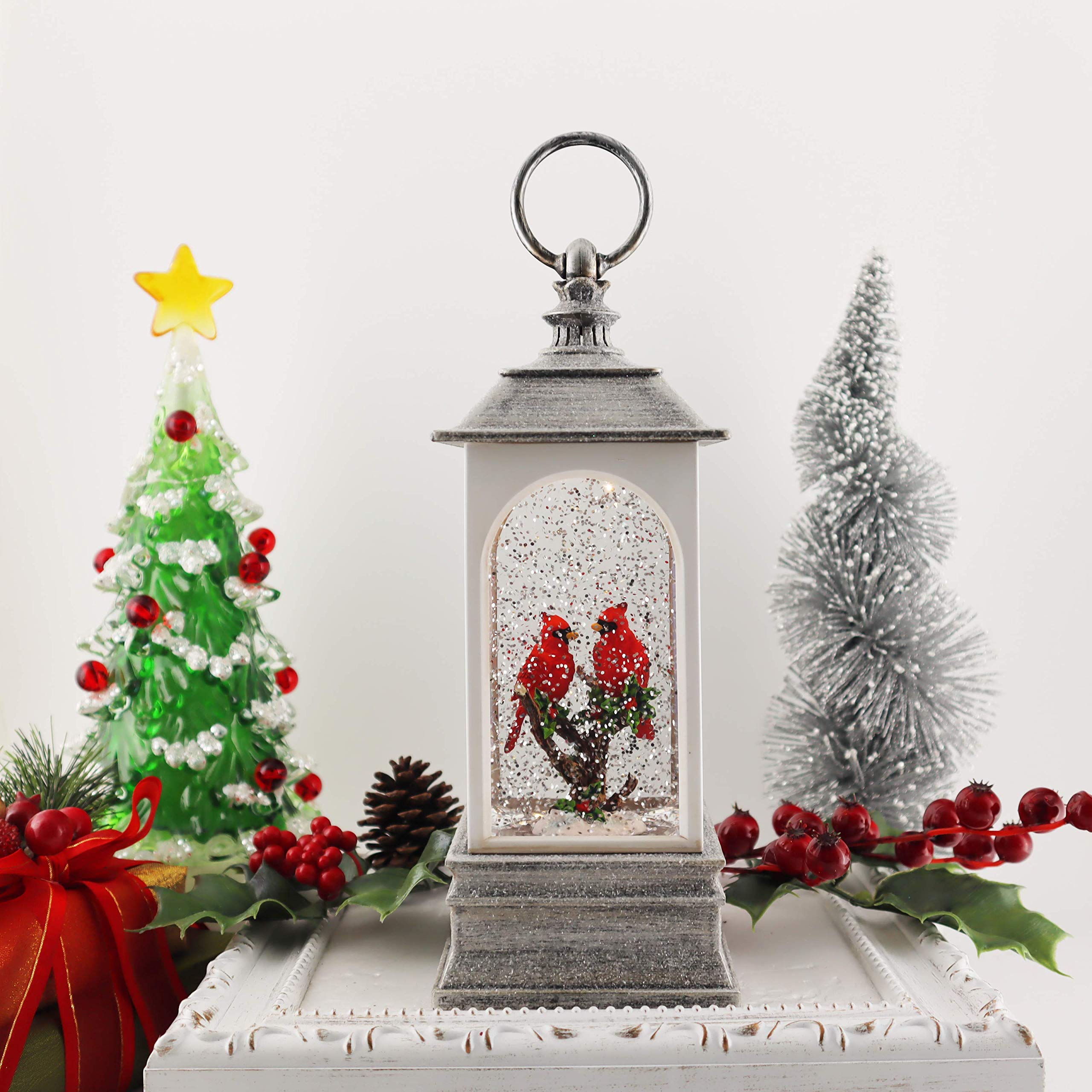 Victory Creative Holiday Illumination Cardinals Water Globe Lantern 9.5