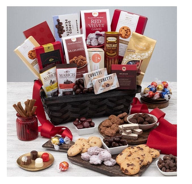 Premium Chocolate Gift Basket - Assorted Gourmet Chocolates in 4 Sizes (Small, Medium, Large, XL) - Perfect for Holidays, Birthdays, Corporate Gifts & Special Occasions