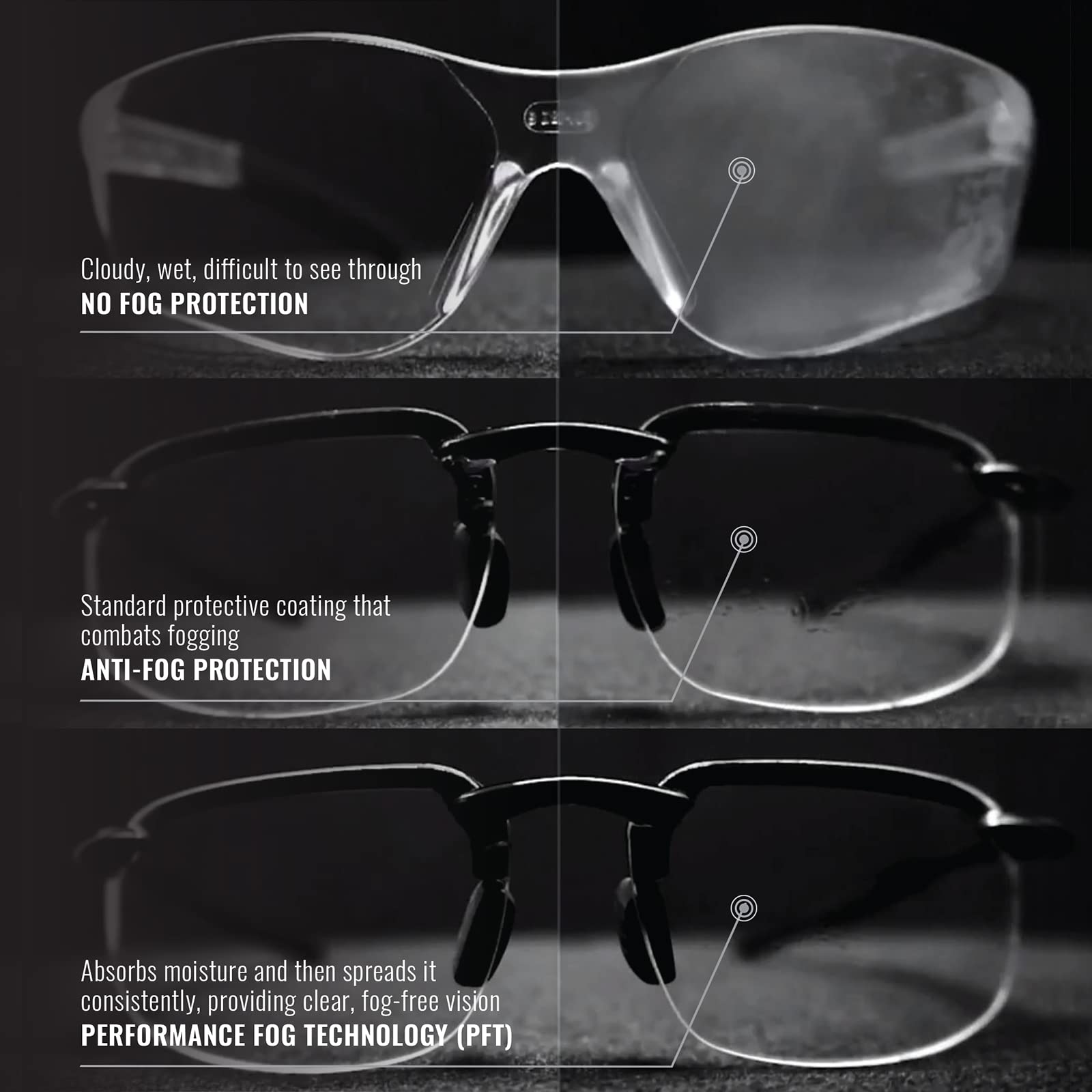 Bullhead Safety Sawfish Adjustable Tint Safety Glasses - Anti-Fog, Scratch Resistant, UV Protection - Matte Black Frame for Construction, Woodworking & Outdoor Work