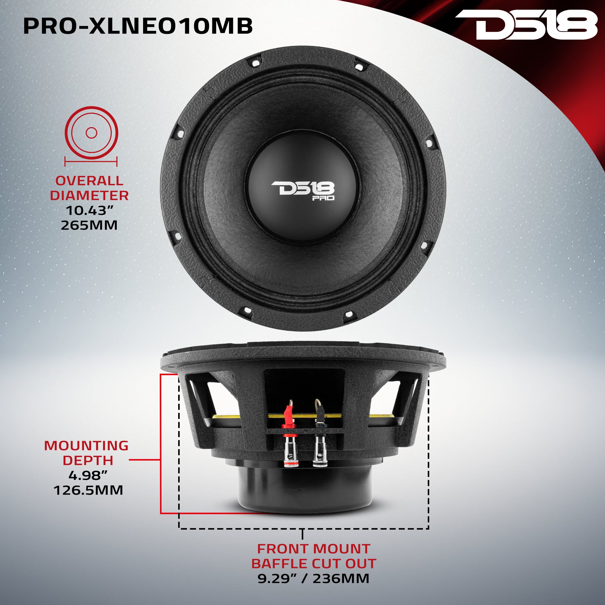 PRO 10 Neodymium Mid Bass Loudspeaker - 1000 Watts RMS 8 Ohm - High Power Studio & Stage Speaker for Professional Audio Systems